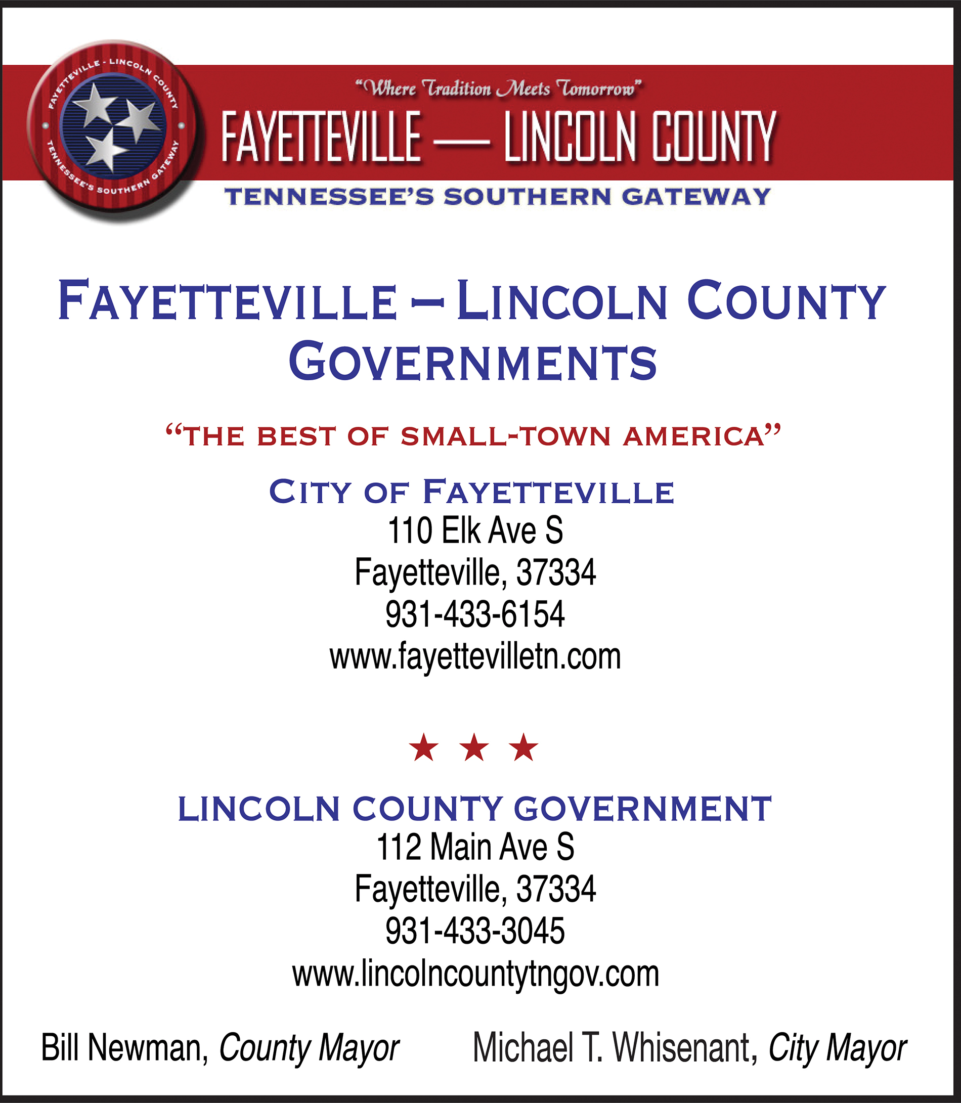 Fayetteville lincoln county government ad