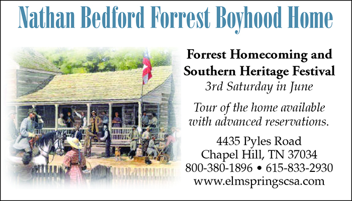 Nathan Bedford Forrest Boyhood Home ad
