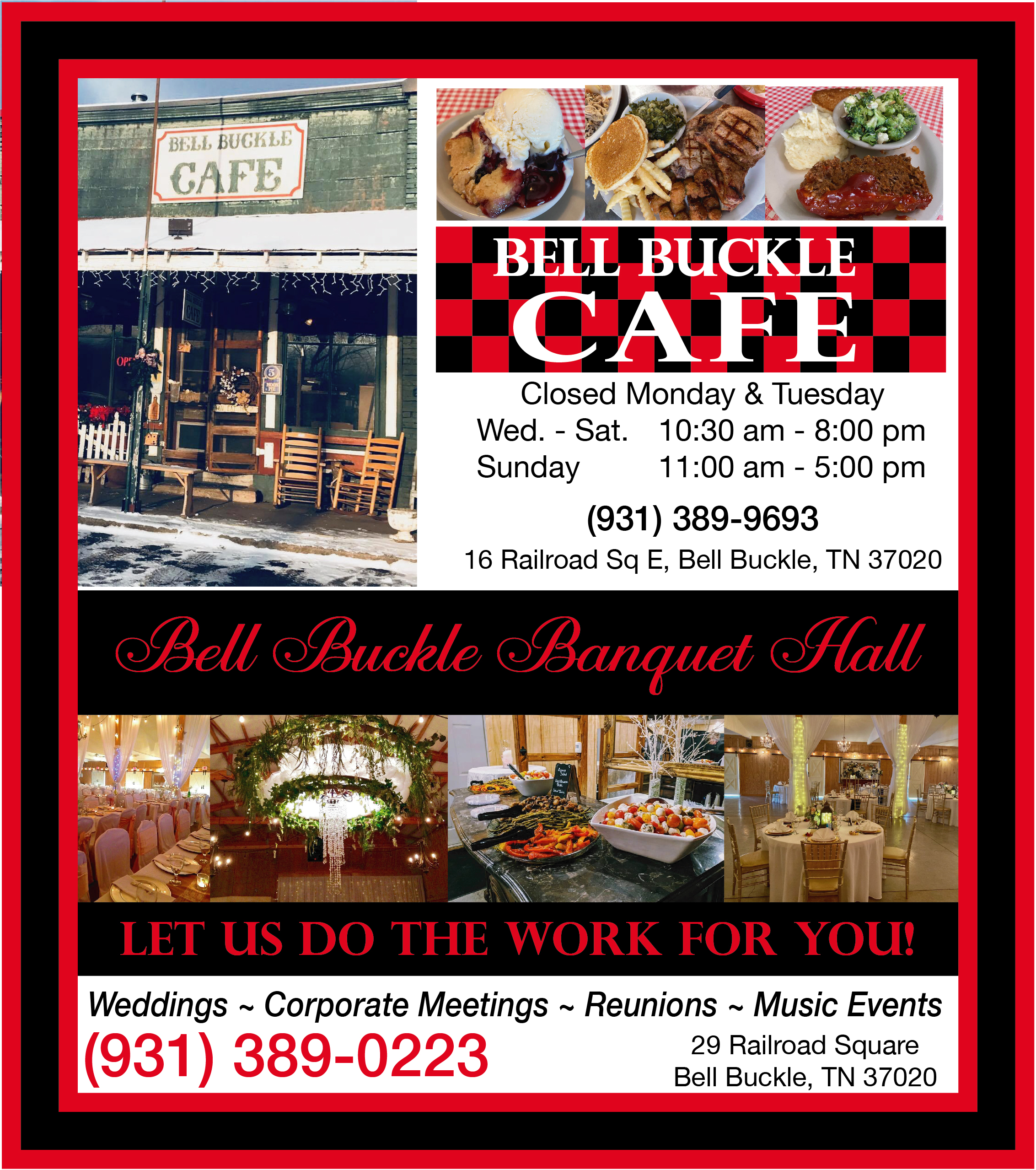 bell buckle cafe & banquet hall ad