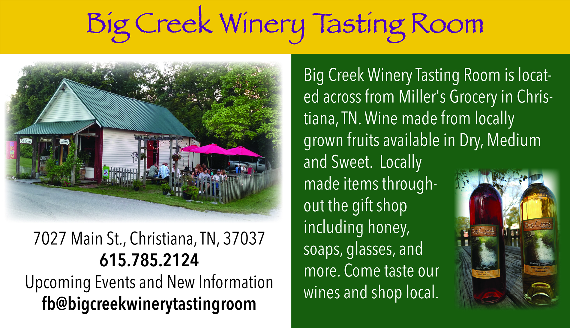 Big Creek Winery ad