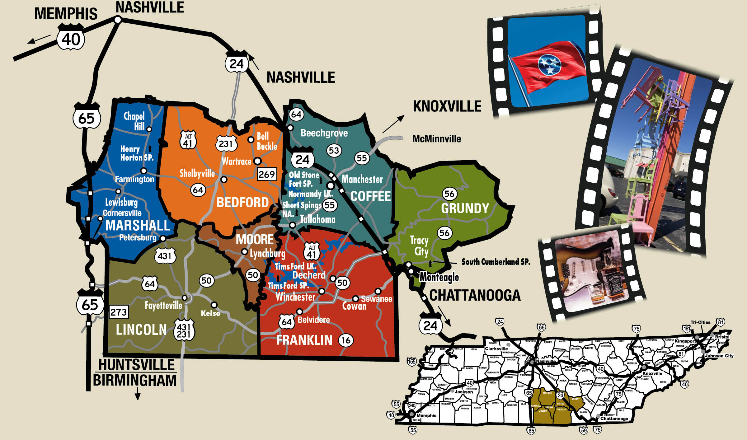 county map and tennessee state map